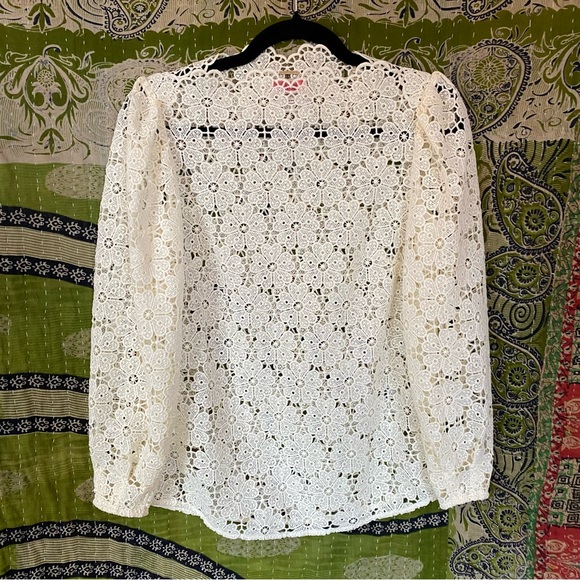 NWOT Kate Spade New York Ivory Daisy Lace Blouse Size 0 - Picture 2 of 16